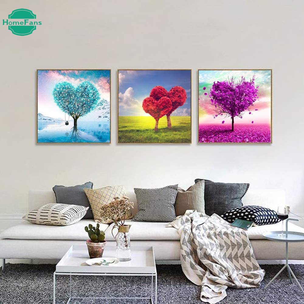 Bộ tranh đính đá 5D tự làm hình cây tình yêu (30x 30cm)
