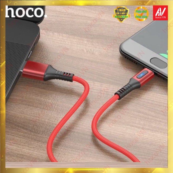 Cáp Sạc Nhanh Hoco U79 Type-C tích hợp đèn báo trên chuôi sạc và hỗ trợ truyền dữ liệu ,tự ngắt khi pin đầy