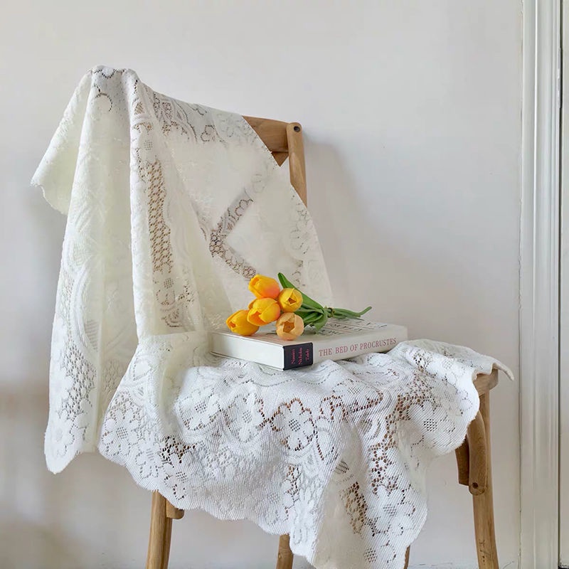 Khăn trải bàn hình tròn/ vuông phối ren kèm vỏ bọc tiện dụng