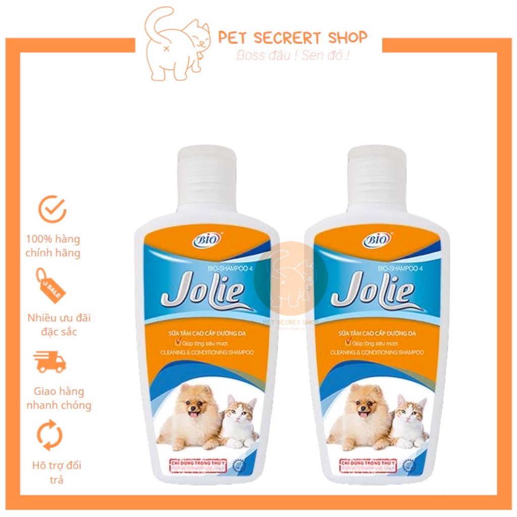 Sữa tắm chó mèo Bio Jolie dưỡng lông, mượt lông, khử mùi hôi 200ml