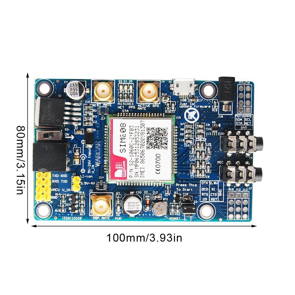 Bảng Mạch SIM808 GSM GPRS GPS IPX SMA Với Ăng Ten GPS Cho Raspberry Pi Hỗ Trợ 2G 3G 4G Thẻ SIM