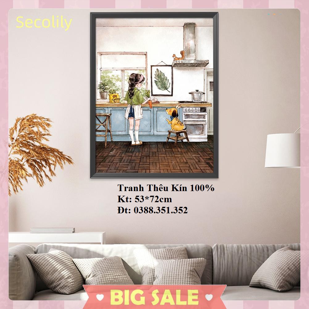 Tranh thêu chữ thập cô gái 53*72cm thêu kín mẫu mới J8127 DX1142 DX1144 DX1068 DX1070 DX1075 DX1096 DX1043 DX1067 DX1071