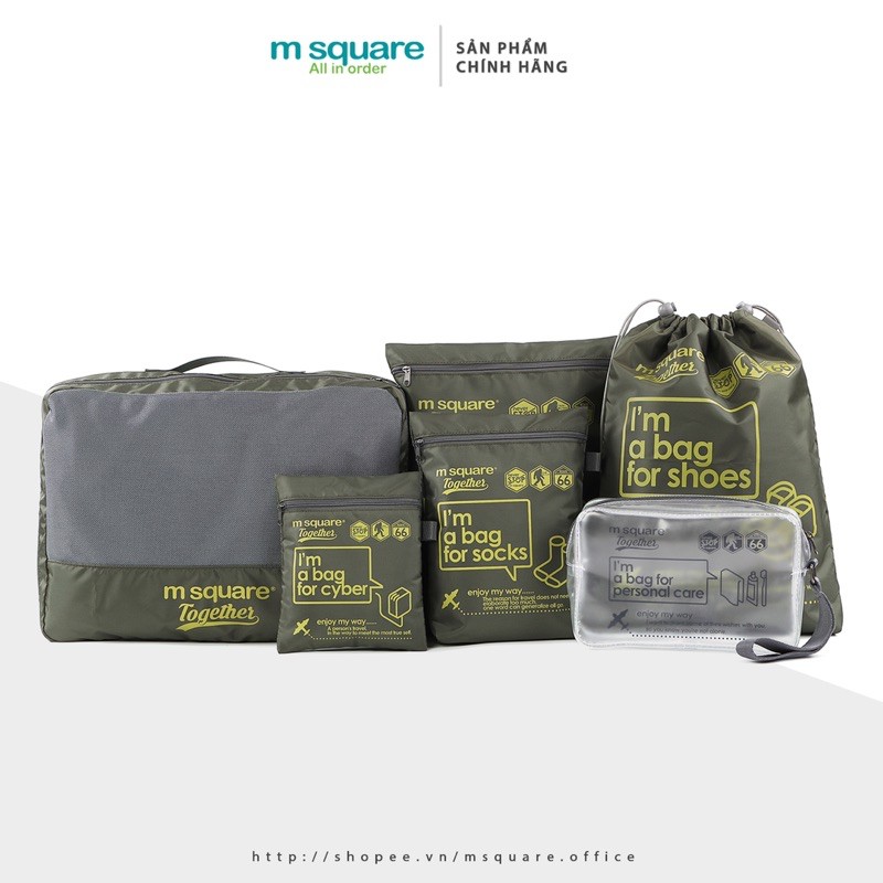 Bộ 6 túi đựng đồ du lịch vải poly chống thấm nước cao cấp đa năng Msquare® Chính hãng giá tốt