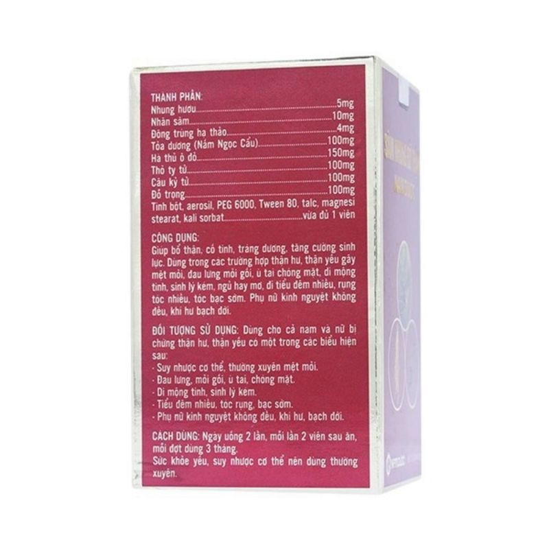 Sâm Nhung Bổ Thận Nam Dược _ Thận yếu, thận hư tiểu đêm nhiều lần / Bổ thận cho Nam và Nữ