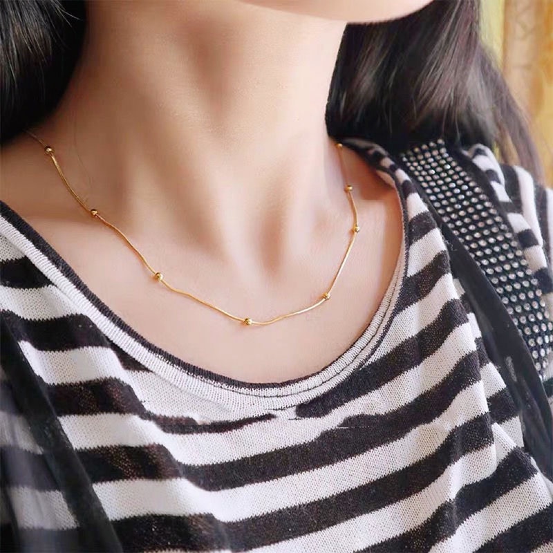 Dây chuyền titan nữ không gỉ thiết kế dạng dây sợi mì đơn giản phong cách hàn thời trang thanh lịch 2023