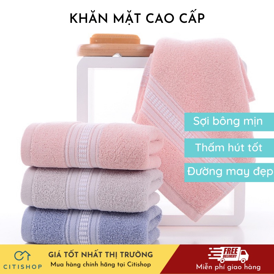 Khăn Mặt Khăn Tắm Cao Cấp 34x74cm Sợi Bông Mịn Thấm Hút Nước Kháng Khuẩn Citishop
