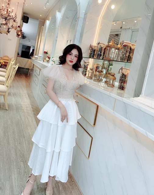 ẢNH VÀ VIDEO THẬT 1000% đầm  xoè tầng kết pha lê