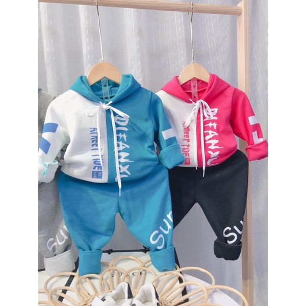 Bộ nỉ bông cho bé trai, bé gái có kèm mũ siêu ấm K062