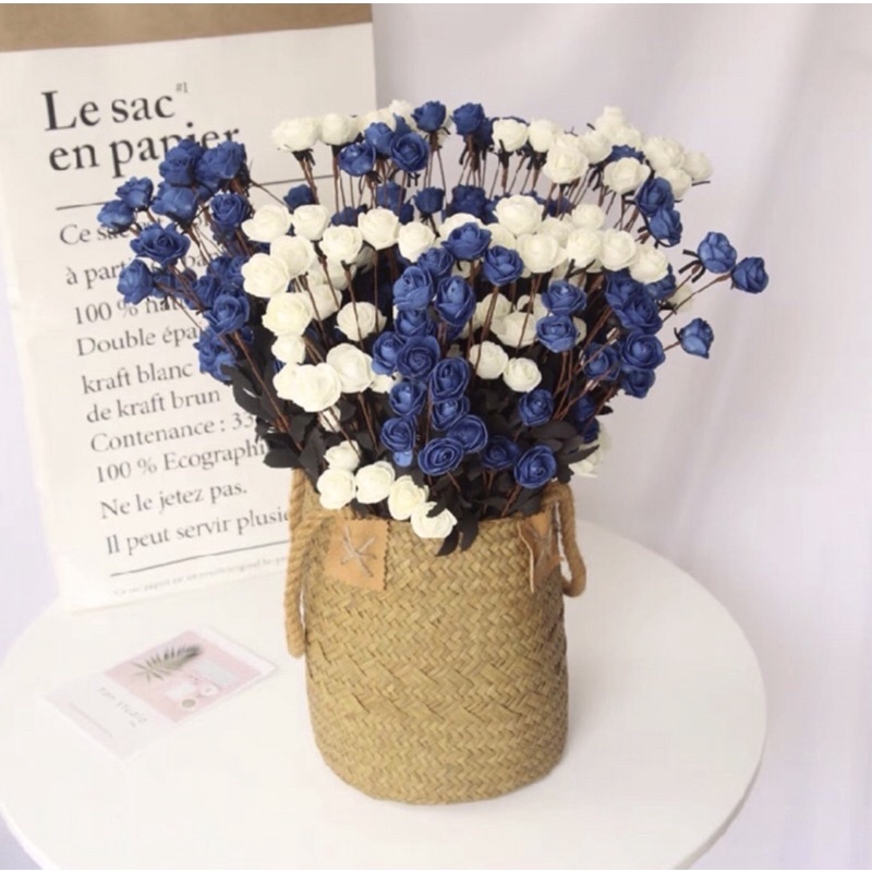 Hồng mini dạng bụi hoa giả,hoa giấy,cành 15 bông hoa nhí