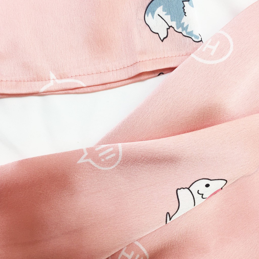 Bộ Ngủ Pijama Dài Tay Bé Gái Chất Lụa Satin Viền Bèo Cực Đẹp Cho Bé, Bộ Dài Tay Bé Gái Mặc Nhà Namkidshop (V466)