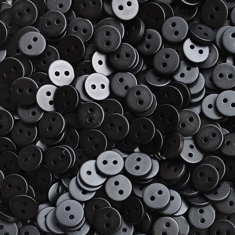 Nút áo, cúc áo sơmi đen nhám 2 lỗ - 1cm - set 100 nút