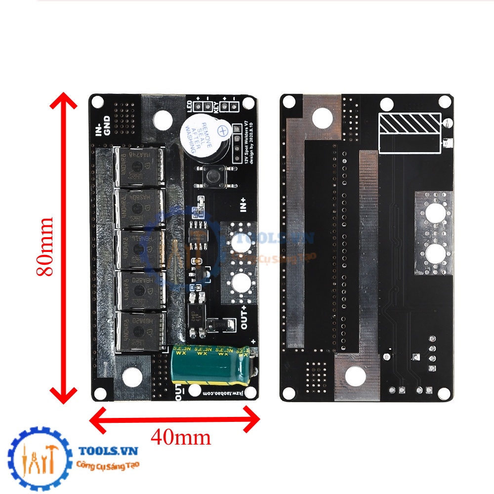 Mạch Chế Máy Hàn Cell Pin Dùng Siêu Tụ Và  Acquy Dòng Xả Cao 3000w