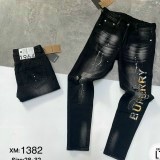 Quần jean nam màu xanh chất bò đẹp rách kiểu siêu chất ms 9640
