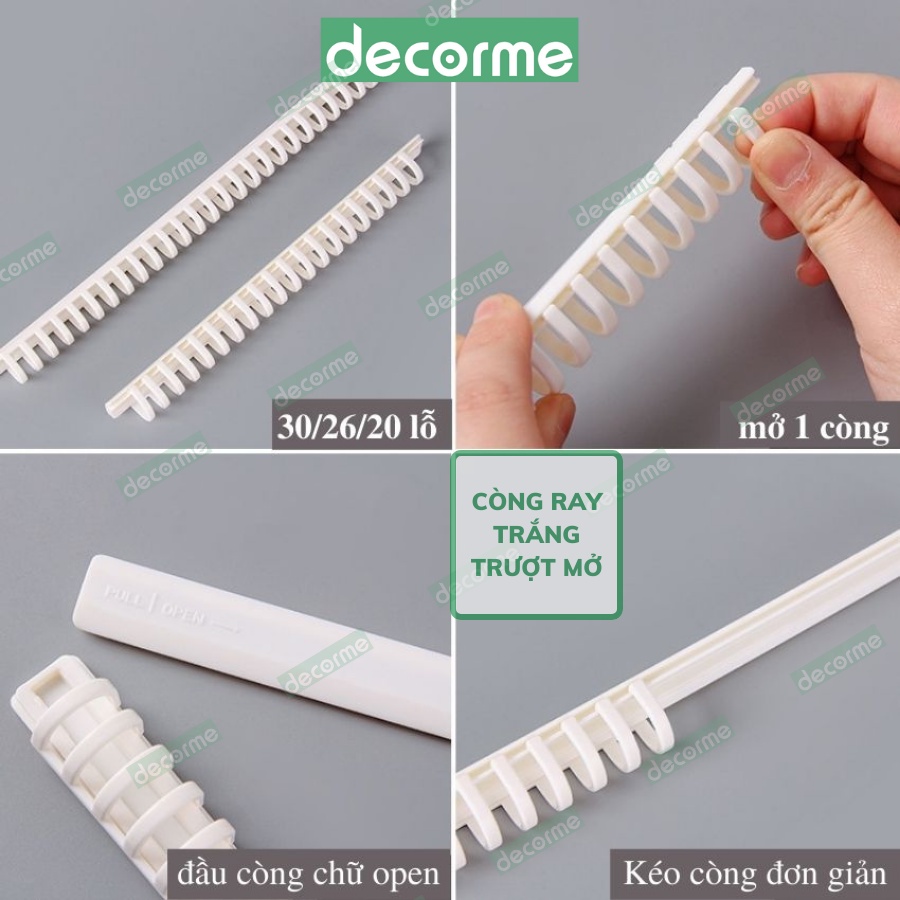 Sổ còng nhựa A4 B5 A5 DecorMe sổ caro vở kẻ caro kẻ ngang còng nhựa cứng có thể tháo còng thay giấy refill tiện dụng