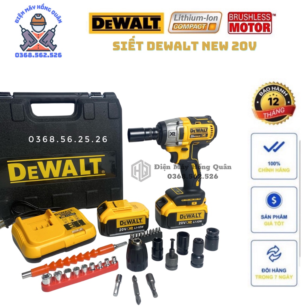 Máy siết bulong , máy bắn vít DEWALT DCF887 20v không chổi than,lõi đồng 100%