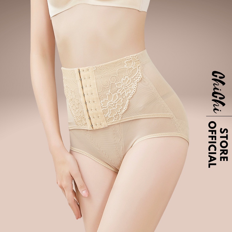Quần Lót Nữ Thun Lạnh Gen Nịt Bụng Cạp Cao Có Móc Cài Thon Gọn Eo Định Hình Vòng 2 CHICHIBRA 668