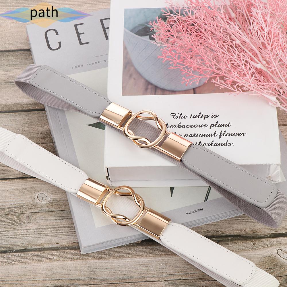 Thắt lưng da PU bản nhỏ khóa cài co giãn nhiều màu thời trang cho nữ