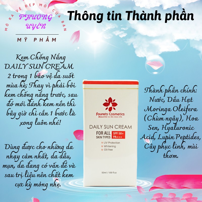 Kem Chống Nắng 50ml 💯CHÍNH HÃNG💯 Kem Chống Nắng DAILY SUN CREAM Chống Lão Hóa Và Làm Sáng Da