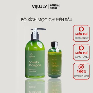 Bộ đôi giảm rụng tóc, mọc tóc: Dầu Gội Bưởi 280ml và Xịt Tóc Tinh dầu bưởi Vijully 100 ml