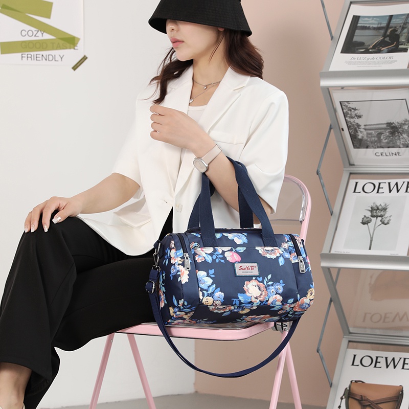 Túi Xách Vải Canvas Đeo Vai Sức Chứa Lớn In Họa Tiết Hoa Phong Cách Mới Cho Nữ