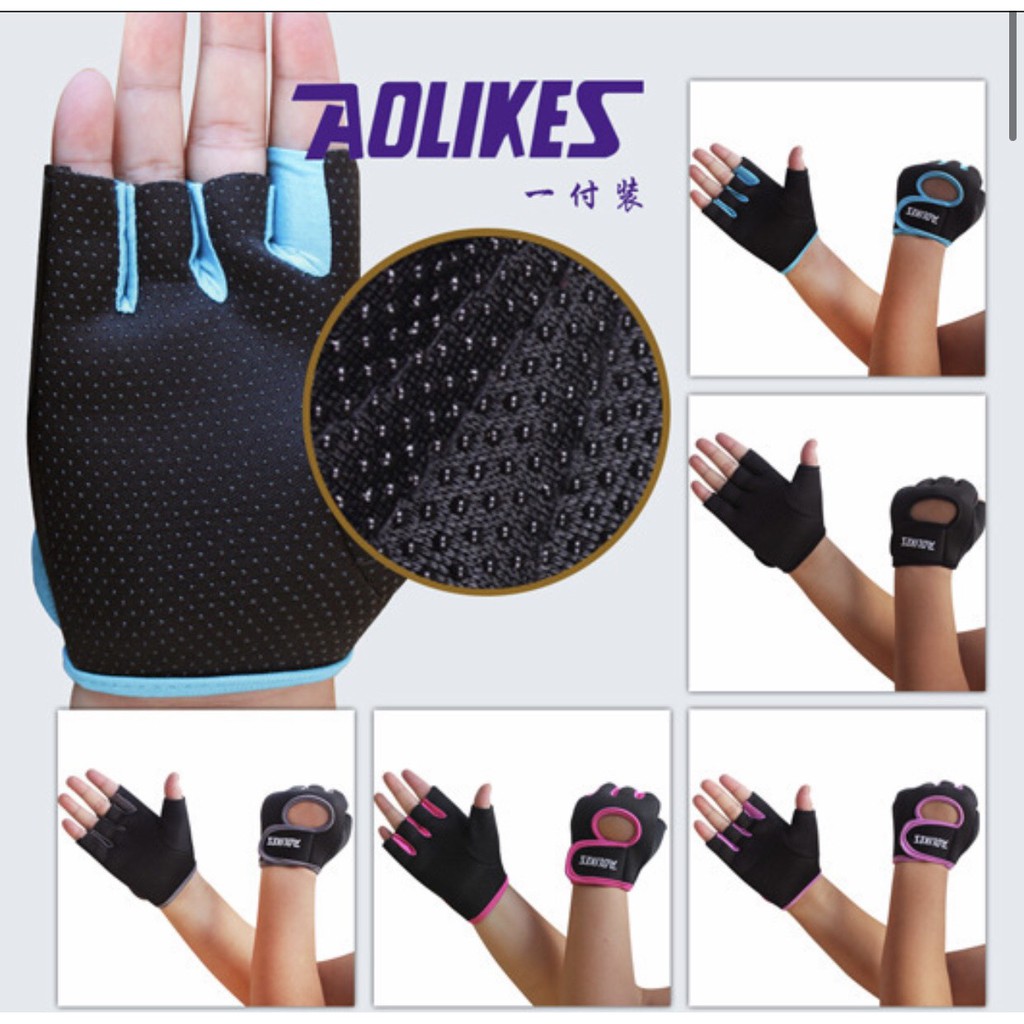 Bộ đôi găng tay nửa ngón tập gym, thể thao Aolikes AL1678 (1 đôi)