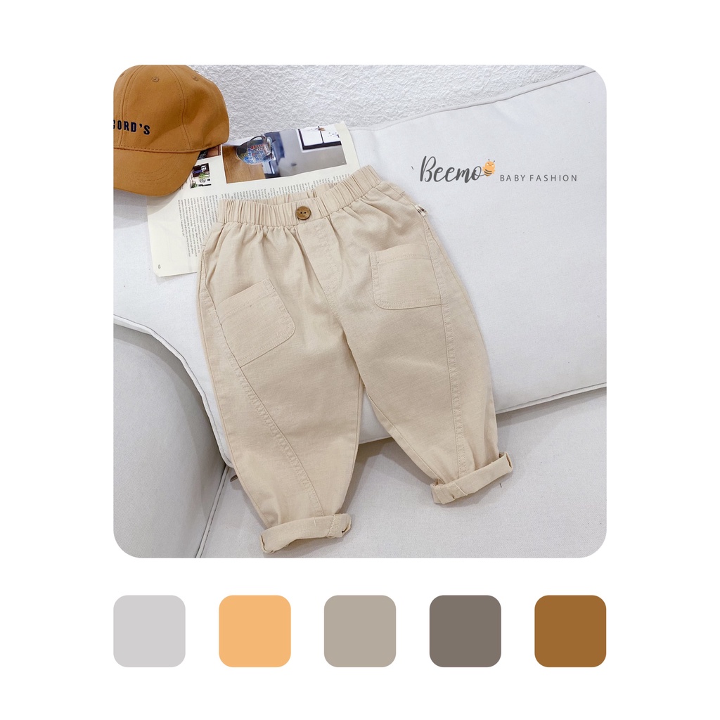 Quần dài kaki cho bé trai BEEMO, Chất liệu co giãn, phong cách Hàn Quốc B202