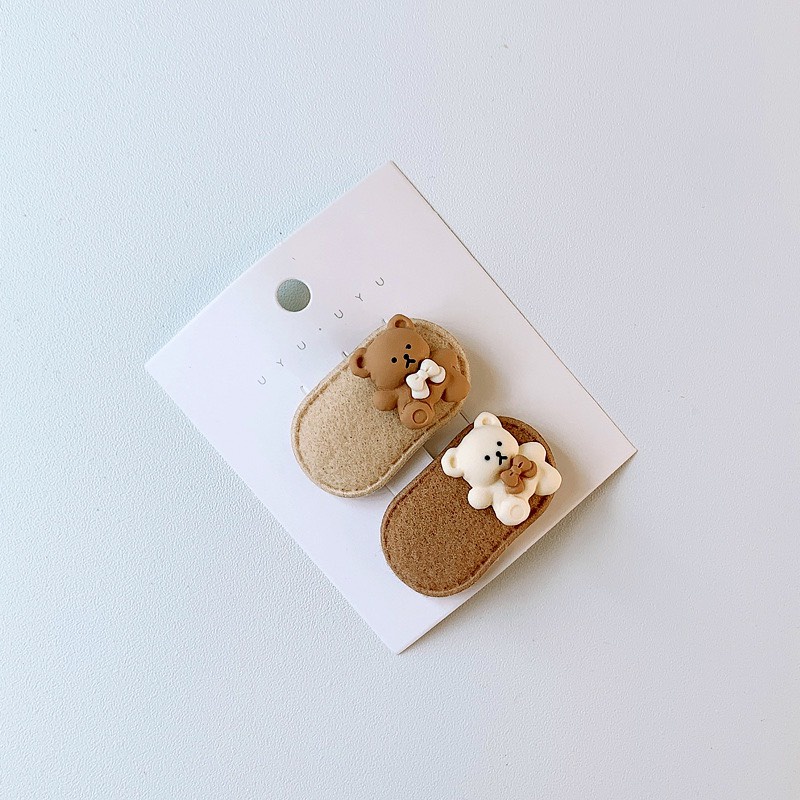Set 2 Chiếc Kẹp Tóc Mái Bé Gái Hình Chú Gấu Xinh Xắn Style Hàn, Được Chọn 2 Mẫu Mix