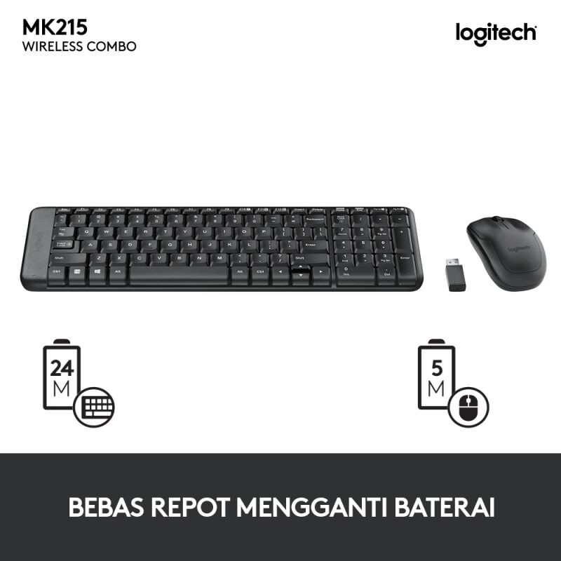 Combo Bàn Phím + Chuột Không Dây Logitech Mk215 Chính Hãng