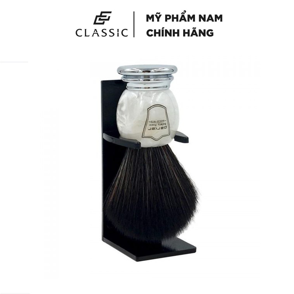 Cọ cạo râu Parker Marbled Ivory Handle Black Synthetic Bristle Brush (MISY)