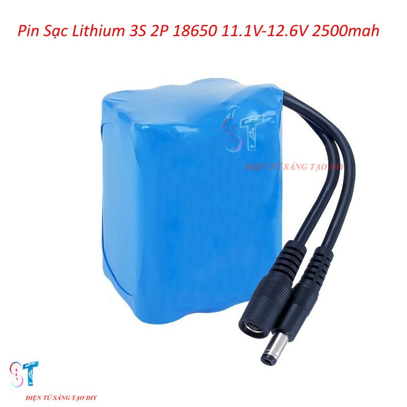 Pin Sạc Lithium 12V 3S 2P 18650 11.1V-12.6V 2500mah