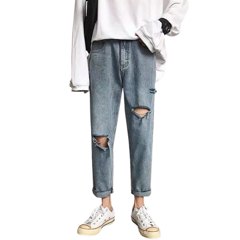 Quần Jean baggy nam VN CLO wash rách - QJ054 !