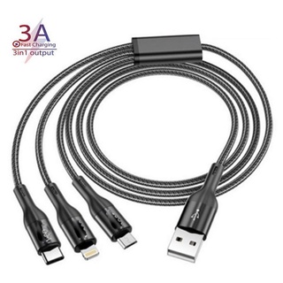 Cáp sạc nhanh 3 đầu Hoco + Micro USB + Type-C -Bọc dù X2 Max-Hàng[BH 1 ĐỔI 1]