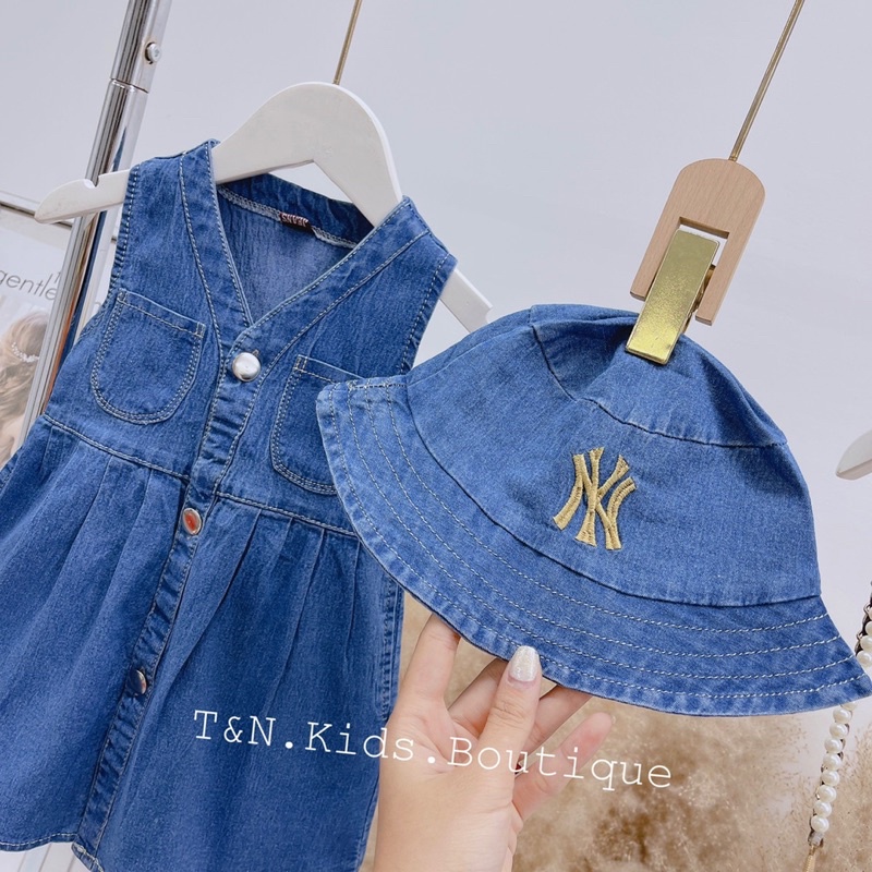 Sét váy jean cổ v cho bé gái từ 10-20kg💋hàng đẹp