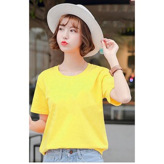 Áo thun trơn nữ cực chất Hồng phấn-Xám-Vàng-Xanh dương