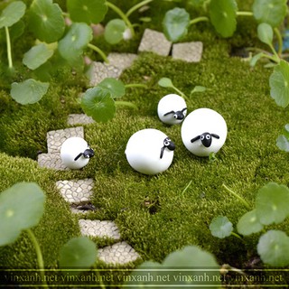 Phụ kiện con cừu trắng trang trí tiểu cảnh, hồ cá, terrarium