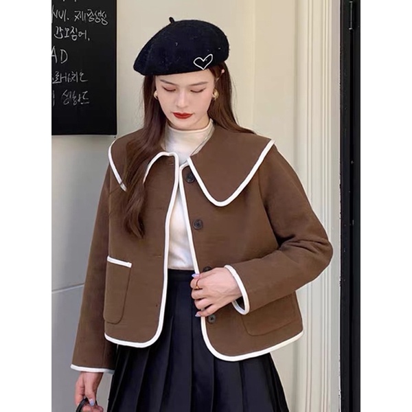 Áo khoác dáng ngắn mùa thu đông vintage
