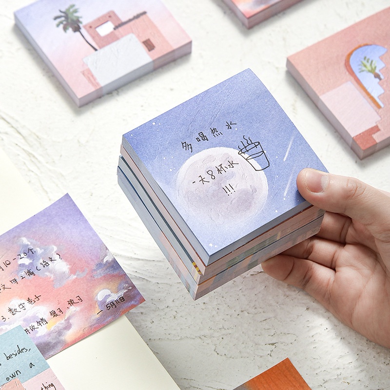 Giấy note ghi nhớ ghi chú họa tiết tranh sơn dầu siêu đẹp tiện lợi sáng tạo
