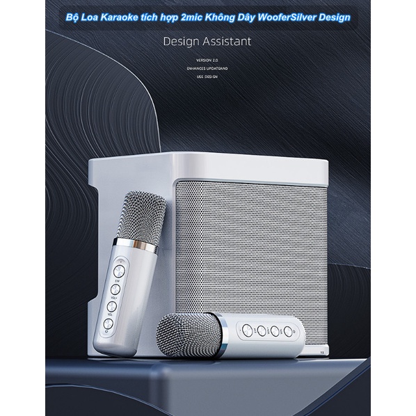 Bộ Loa Karaoke tích hợp 2mic Không Dây WooferSilver Design - Home and Garden