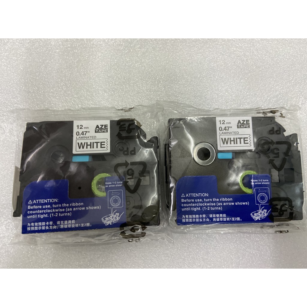 Băng in nhãn trắng/đen 12mm AZE TAPE cho Brother PTouch  PT-E100 PT-D210 PT-E300 PT-D450 PT-P700 PT-18RZ PT