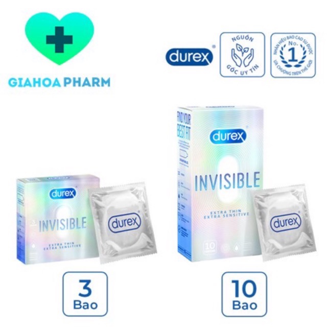 [ Hàng chính hãng] Bao cao su Durex Invisible (Bạc) mẫu mới nhất