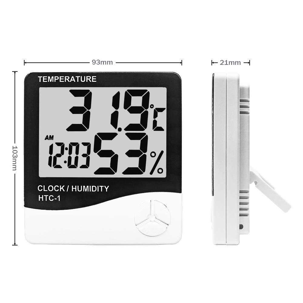 NIUYOU [Ready Stock] Temperature Meter With Clock LCD Digital Hygromet