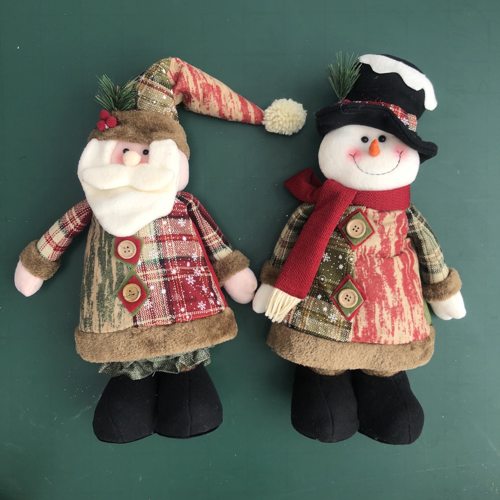 Cặp người tuyết ông già Noel kéo dài chân cao 80cm trang trí Giáng Sinh Noel