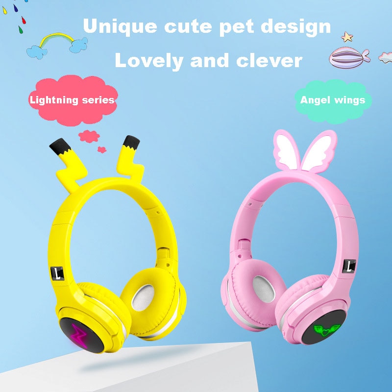 Tai nghe Bluetooth không dây hình Pikachu dễ thương kèm Mic cho bé gái