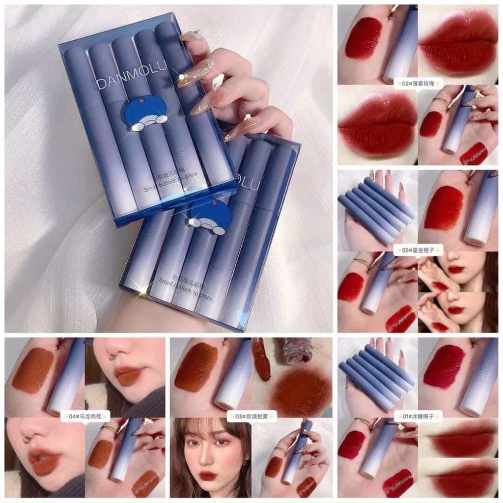 Set 5 Cây Son DANMOLU nội địa Trung - Set 5 Son Màu Đỏ hottrend 2022