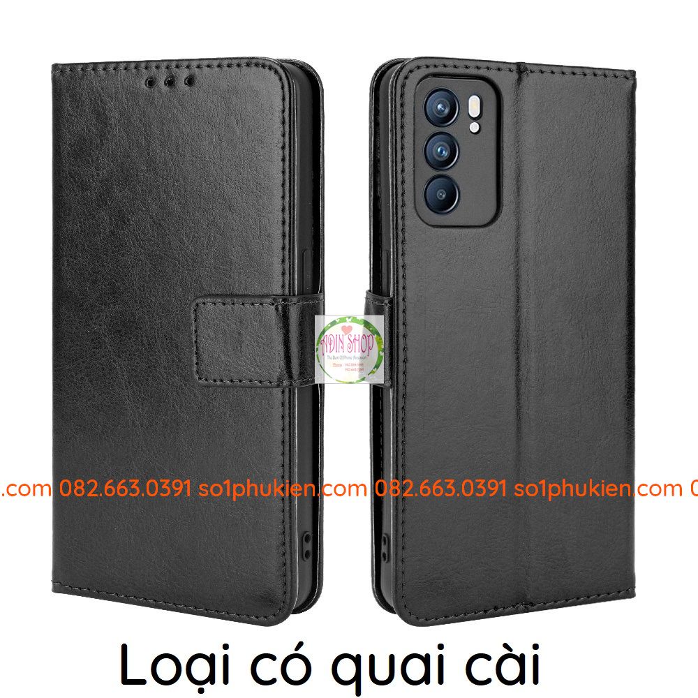 Bao da Oppo Reno 6 5G chất liệu da sang trọng, có ngăn đựng thẻ siêu tiện lợi
