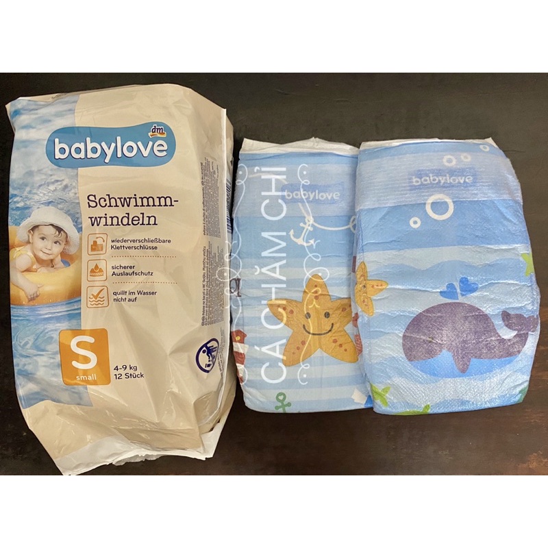 Bỉm/tã bơi cho bé Babylove Đức bịch 12 chiếc đủ size S(4-9kg), M(7-13kg), L(&gt;12kg)