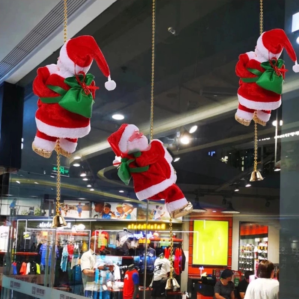 1 Phụ Kiện Trang Trí Giáng Sinh Chạy Pin Hình Ông Già Noel Có Nhạc / Leo Thang