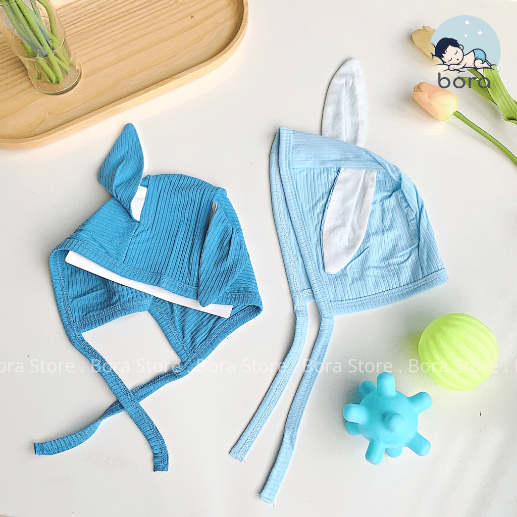 Mũ tai gấu, tai thỏ cho bé 0 - 6m có dây buộc Anminaza