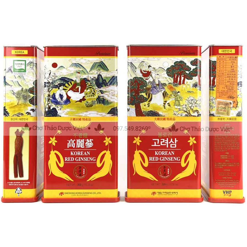 Hồng sâm củ khô hộp thiếc Daedong - Nhân sâm khô hàn quốc 6 năm tuổi thượng hạng - Chợ Thảo Dược Việt