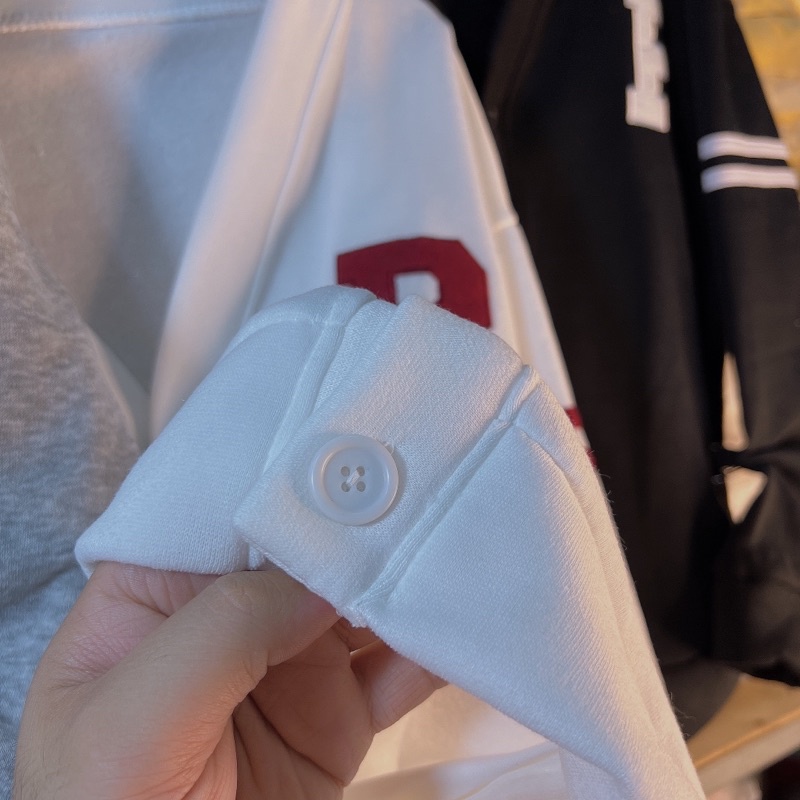 Áo Khoác Cardigan Nỉ Ngoại Nút To_Thêu R Tay 2 Sọc_Chất Nỉ Ngoại Bông Dày Dặn Mịn Không Xù Lông_Áo Form Rộng Unisex_AK48